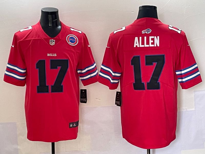 Men 2025 Buffalo Bills #17 Allen Red Throwback Nike Limited NFL Jersey style 4